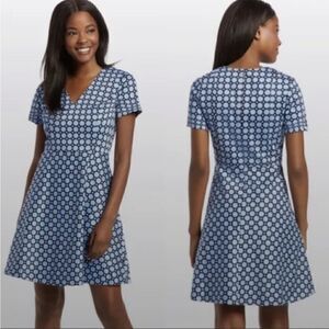 DRAPER JAMES Mix Dot A-Line Love Circle Blue Multi Dress